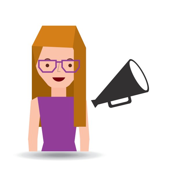 女孩卡通和扩音器图标电影图形图片下载