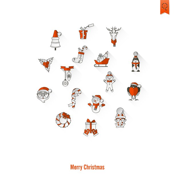 圣诞节和冬季图标收藏图片下载