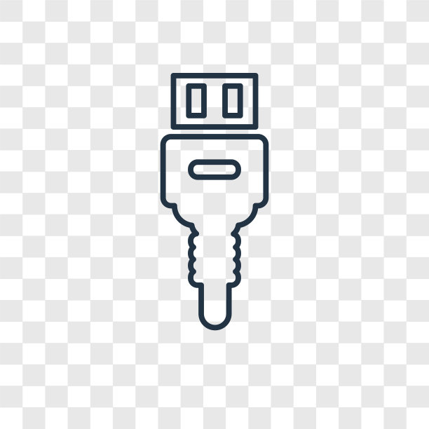 USB概念线性图标，透明背景图片下载