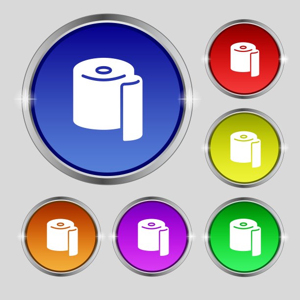 卫生纸图标标志圆形符号上亮图片下载