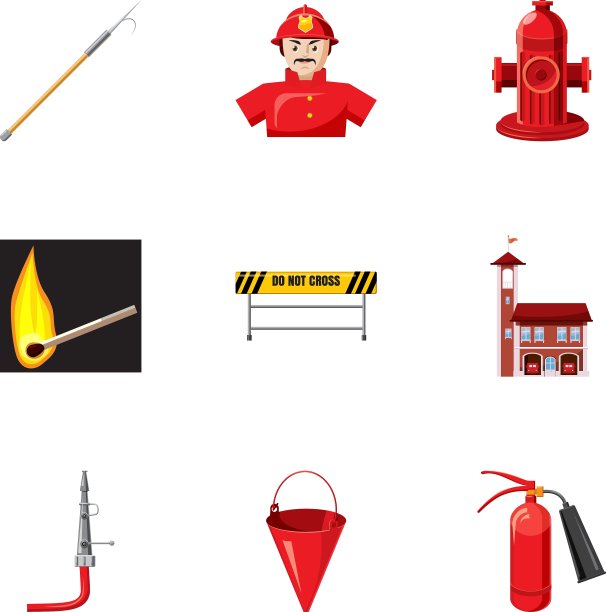 消防图标设置卡通风格图片下载