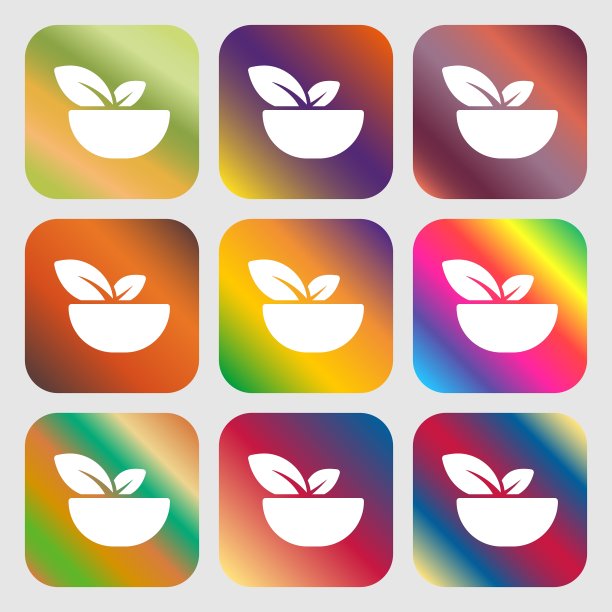 有机食品图标标志九个按钮与明亮图片下载