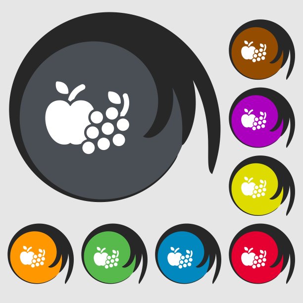 水果网图标标志符号上有八种颜色图片下载