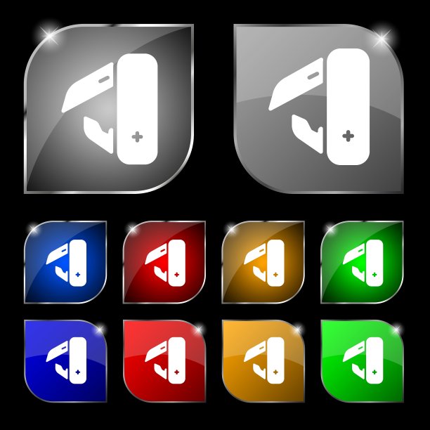 刀野餐图标标志十套彩色按钮图片下载