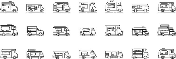 餐车图标设置轮廓风格图片下载