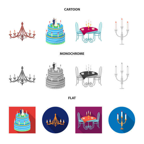 设计蜡烛和烛台标志集图片下载