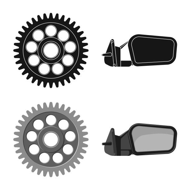 孤立对象的汽车和零件的符号集图片下载