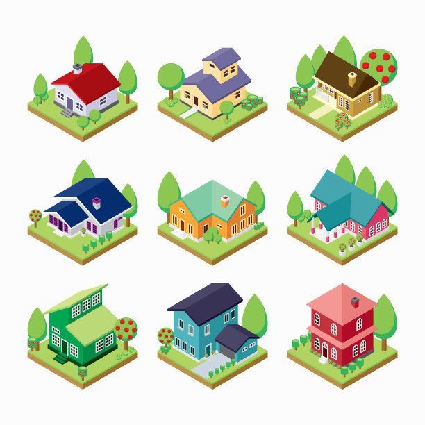 等距现代的房子图片下载