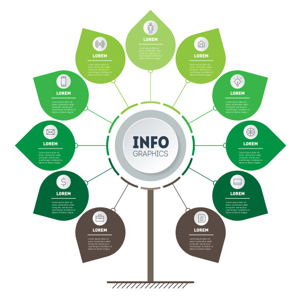 垂直绿色时间线信息图树的图片下载