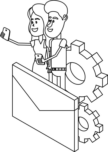 夫妇和电子邮件技术等距黑色和图片下载