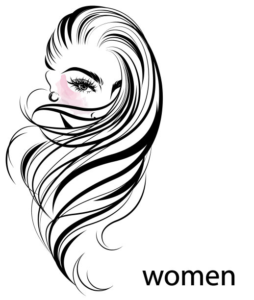 女人的长发造型标志着女人的白色图片下载