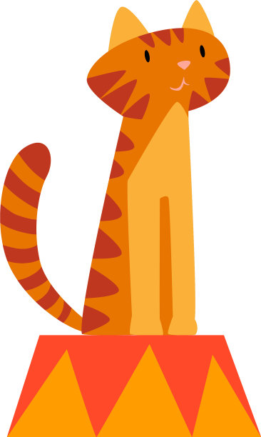 可爱的老虎坐在动物基座上表演图片下载