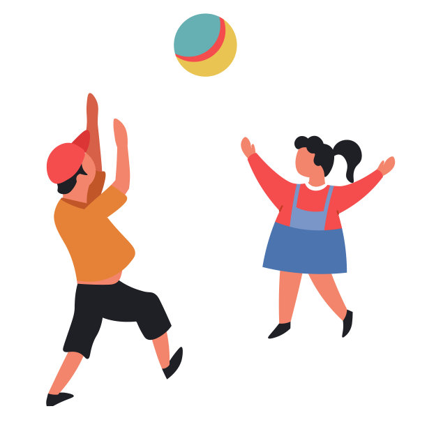 男孩和女孩扔球，孩子们玩得很活跃图片下载