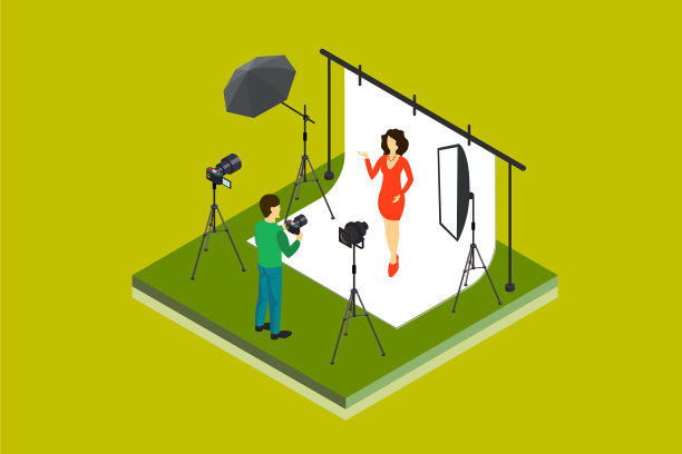 摄影师在工作室拍摄模型照片图片下载