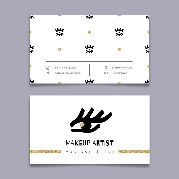 化妆师名片潮人简约图片下载