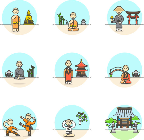 多色宗教图标合集图片下载