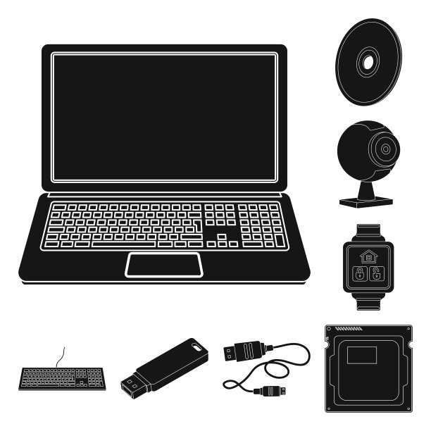 隔离对象的笔记本电脑和设备图标集图片下载