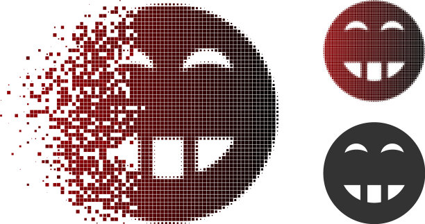 破坏点半色调笑微笑图标图片下载