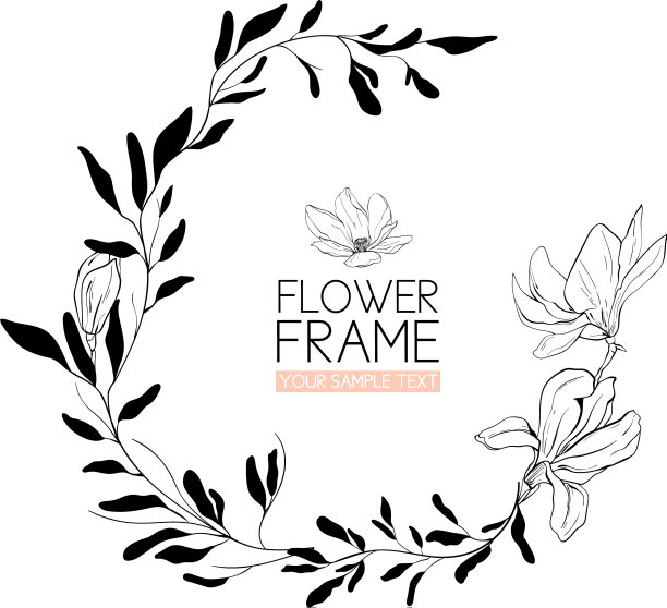 花圈玉兰花素描用图片下载