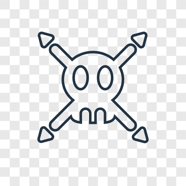 骷髅概念线性图标隔离透明图片下载