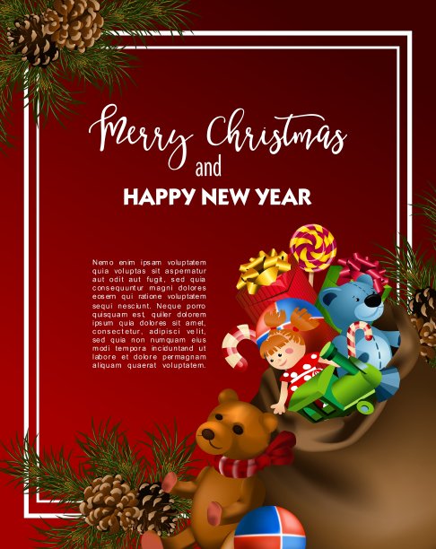 圣诞贺卡与冷杉树和礼物图片下载