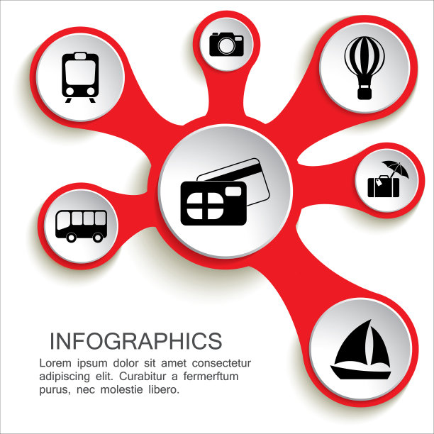 旅游服务简单图标集合平面图片下载