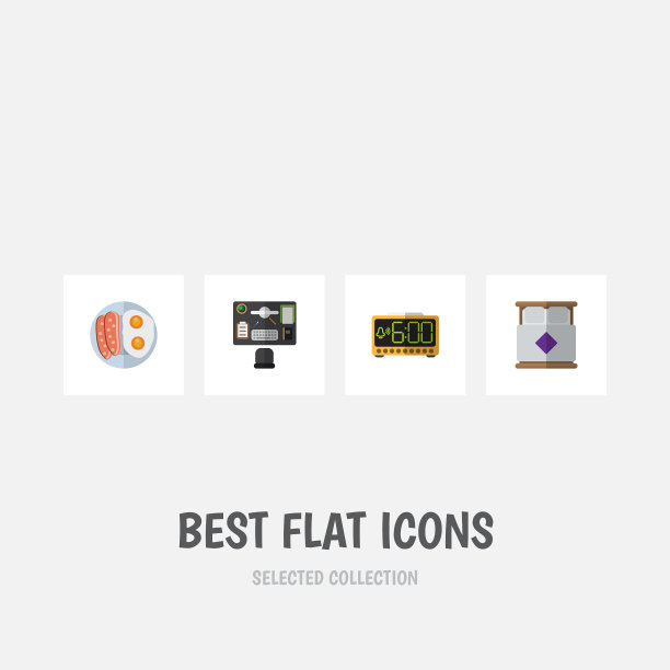 扁平风格床垫煎蛋卷一日套餐图标图片下载