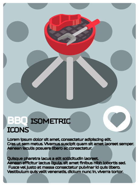BBQ彩色等距海报图片下载