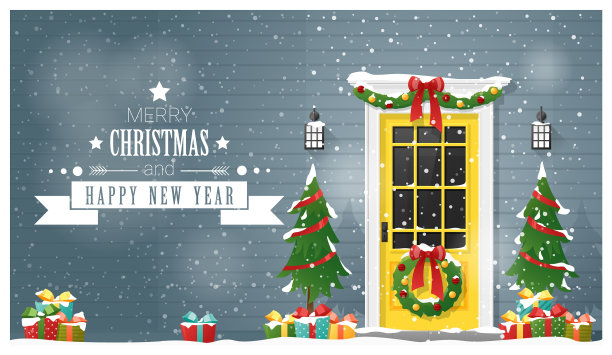 装饰圣诞节前门背景图片下载