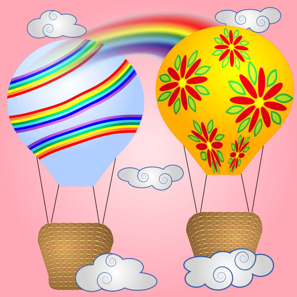 两个明亮的卡通大体积气球图片下载