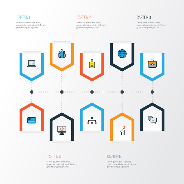 工作彩色轮廓图标集合银行图片下载