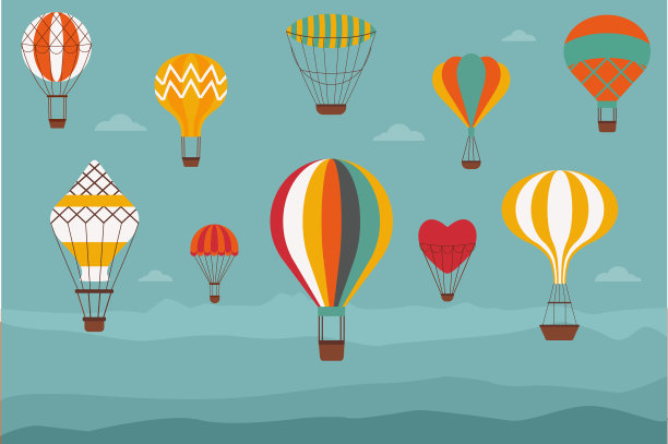 景观与老式热气球图片下载