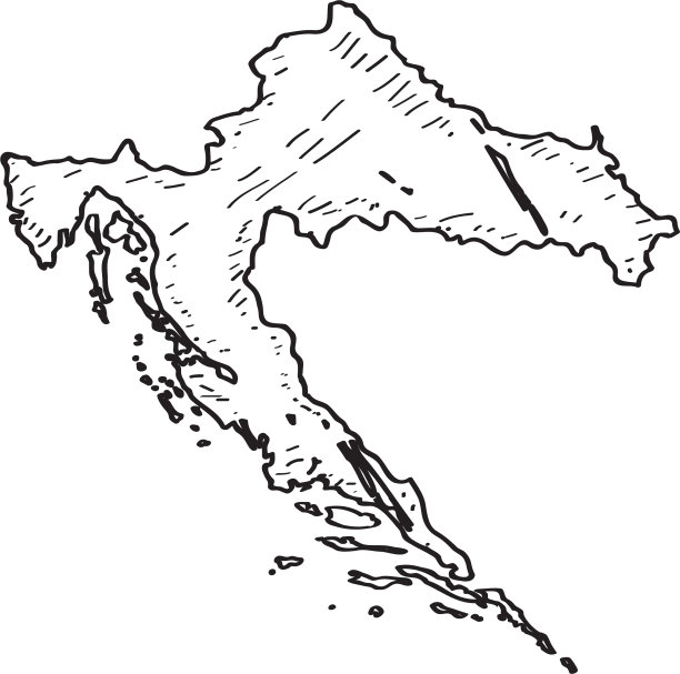 克罗地亚地图的草图图片下载