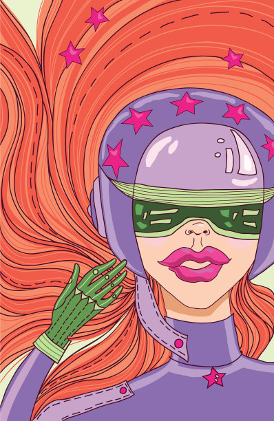 女孩摩托车手大嘴唇在一个美丽的hel图片下载