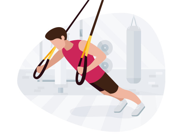 健身的人在TRX上做体重练习图片下载