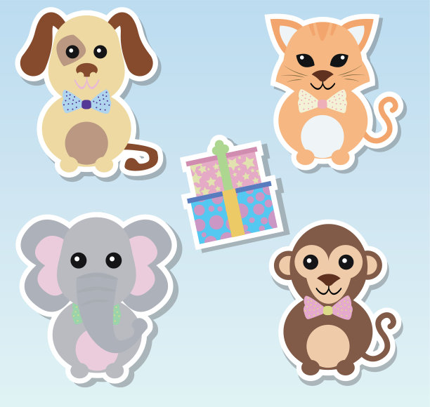 设置贴纸动物狗大象猫猴子图片下载