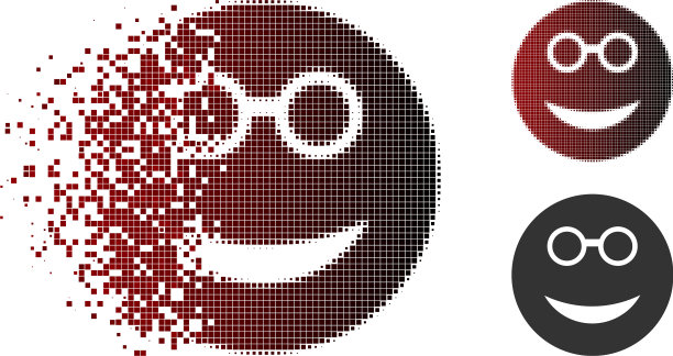 溶解像素半色调聪明的笑脸图标图片下载
