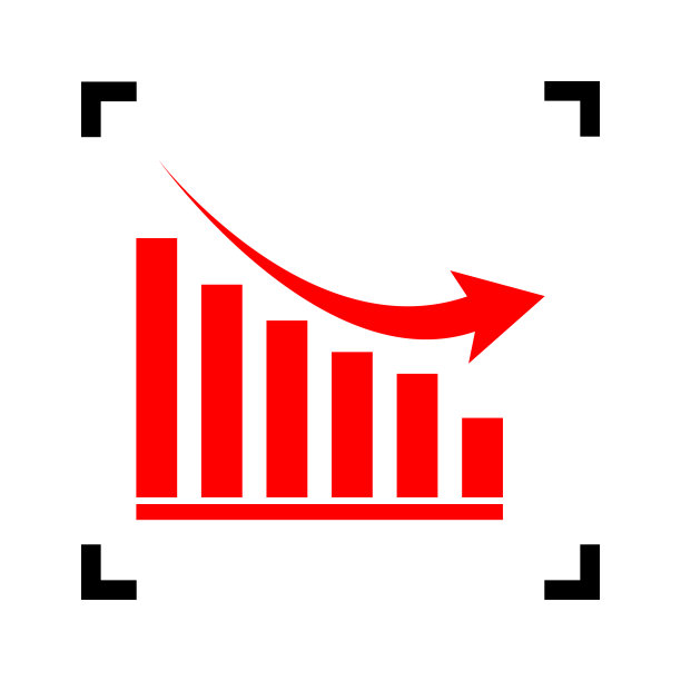 内部红色图标的下降图表符号图片下载