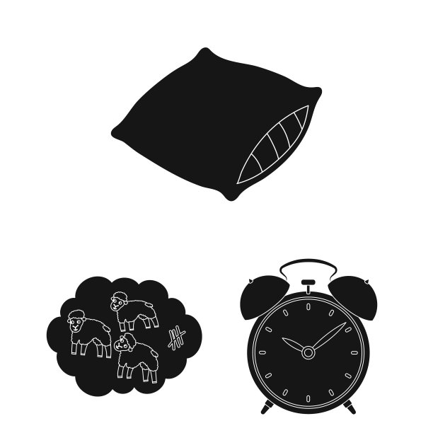 休息和睡眠黑色图标集合图片下载