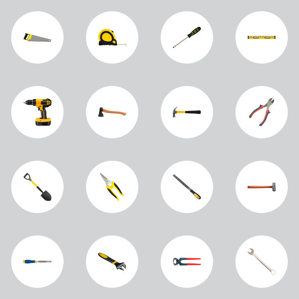现实的铅锤、扳手、斧头等图片下载