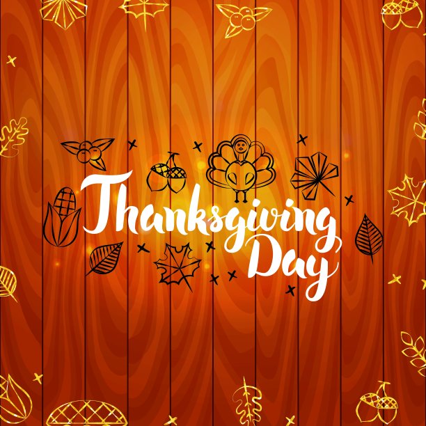 有木板的感恩节图片下载