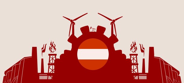 含有奥地利国旗的能源电力图标图片下载