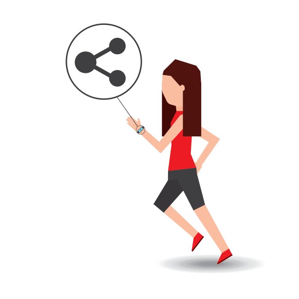 运动女孩运行与智能手表分享图标图片下载
