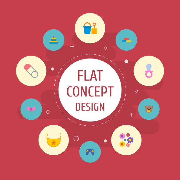 一组子图标平面风格的符号与手柄图片下载