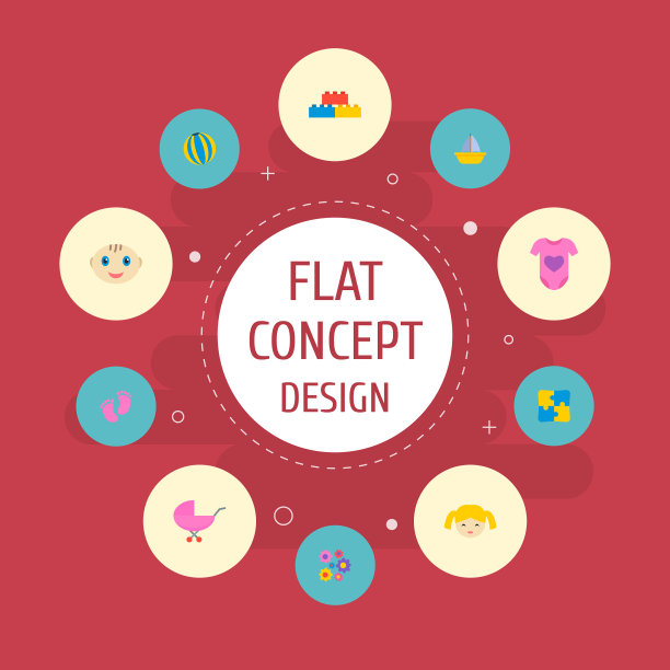 一套婴儿图标与婴儿平风格的符号图片下载