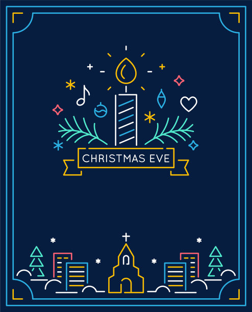 蜡烛和装饰品冬季城镇和教堂图片下载