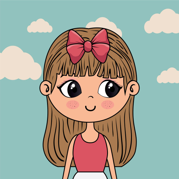 美丽的女孩与云卡哇伊性格图片下载