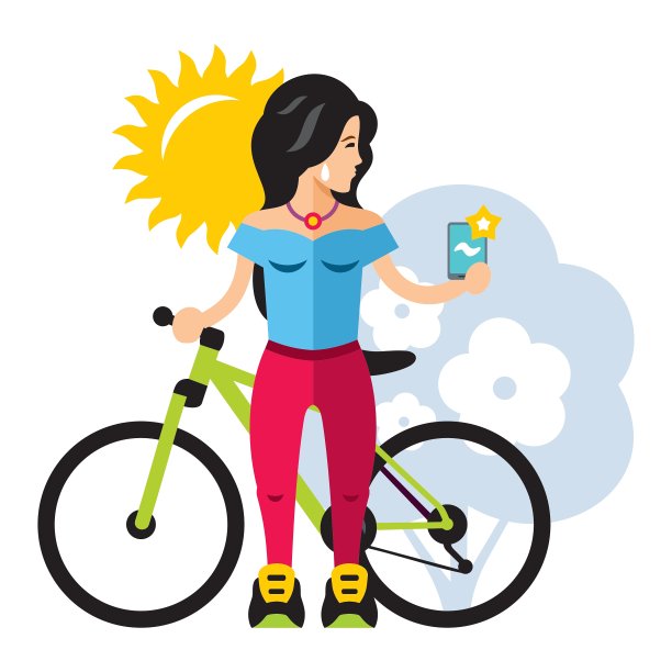 自拍女孩平底风格彩色卡通图片下载