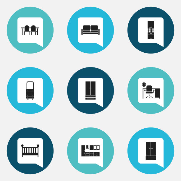 一套9可编辑的家具图标包括图片下载