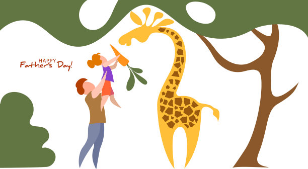 父亲节快乐贺卡剪纸风格图片下载